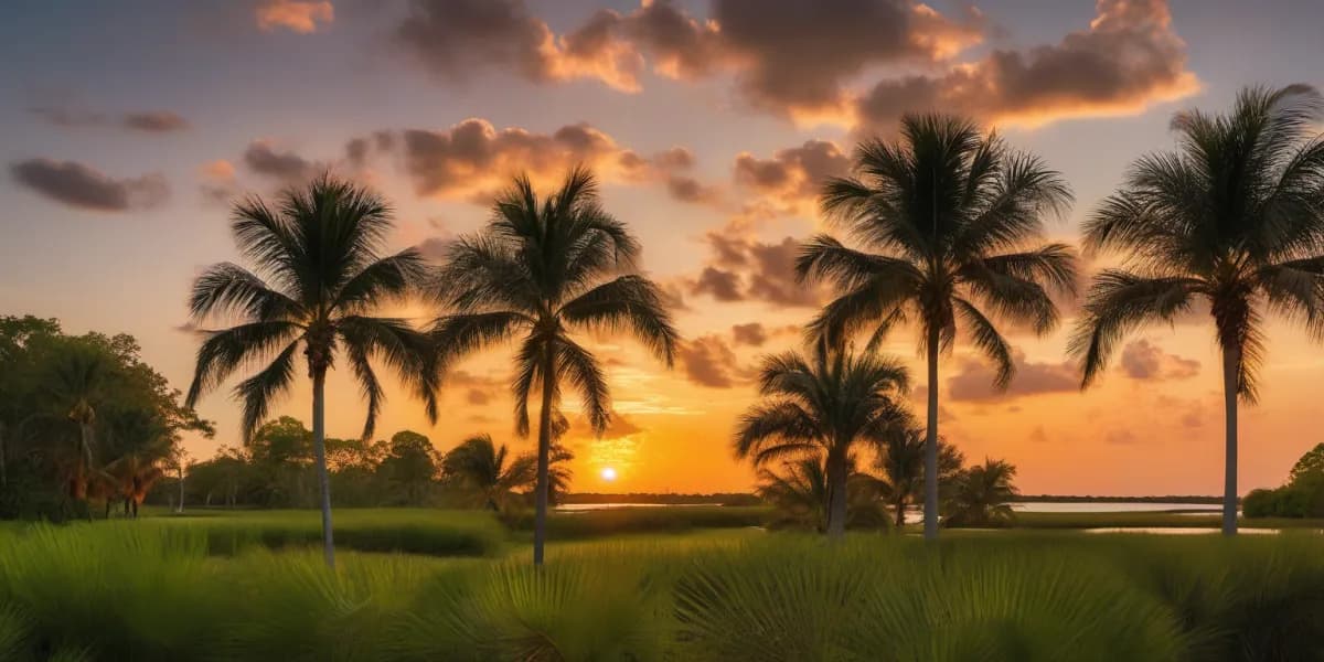 Lush Southwest Florida tropical landscape with palm trees installed by Florida Palm and Plant Co.